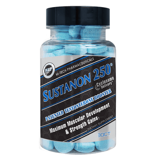 Hi-Tech Pharmaceuticals Sustanon-250 testosterone booster and strength support supplement bottle 30 Tablets TigerFitness.com