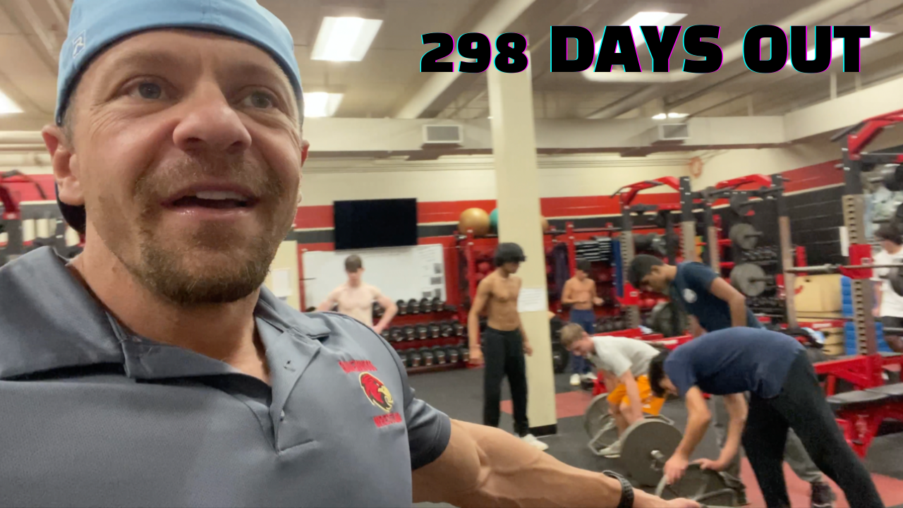 298 Days Out - Full Day of Eating (5K+ Calories!) | FULL CHEST WORKOUT - 150lb Dumbbell Press for 12