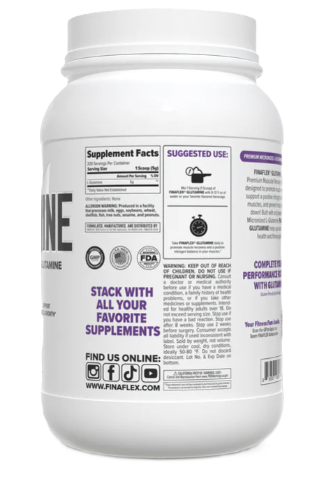 Finaflex Glutamine Amino Acid Supplement Facts 200 Servings | Ingredients & Directions | TigerFitness.com