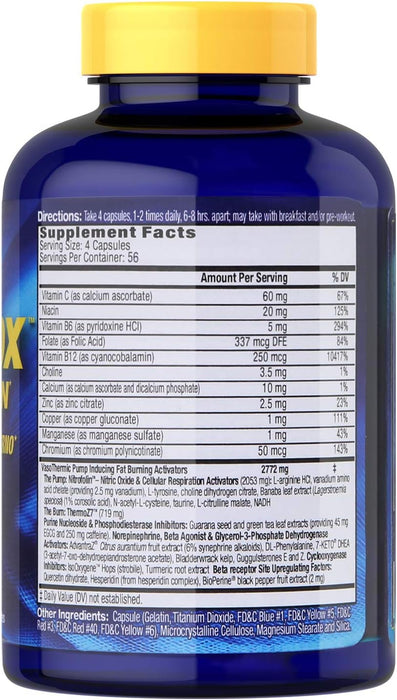 MHP Anadrox Pump & Burn Supplement Facts & Ingredients Label 224 Capsules | Tigerfitness.com