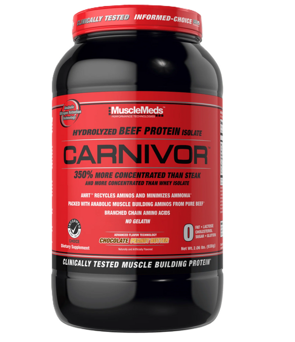 MuscleMeds Carnivor Chocolate Peanut Butter | High Protein Beef Isolate for Strength & Performance 28 Servings | Tigerfitness.com