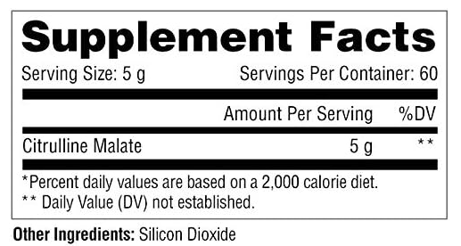 Supplement Facts – Metabolic Nutrition Citrulline Malate Ingredients 300mg -  TigerFitness