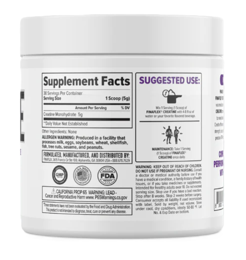 Finaflex Creatine Powder 30 Servings Supplement Facts  | TigerFitness.com