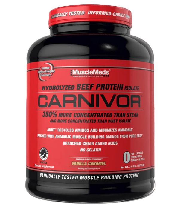 MuscleMeds Carnivor 4lb Vanilla Caramel | 100% Beef Protein Isolate for Recovery & Lean Gains | Tigerfitness.com