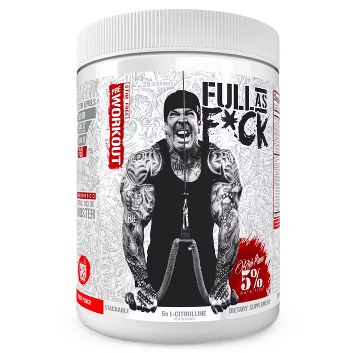 5% Nutrition Full As F*ck Stim-Free Pump Pre-Workout Front of Package Fruit Punch