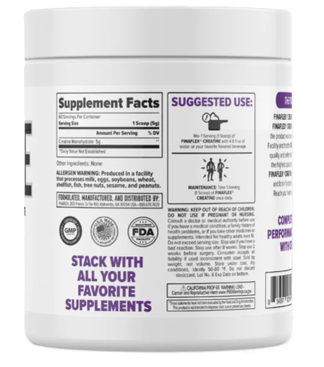 Finaflex Creatine Powder 60 Servings Supplement Facts | TigerFitness.com