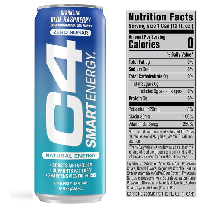 Cellucor C4 Smart Energy RTD | Nootropic Energy Drink for Focus & Performance
