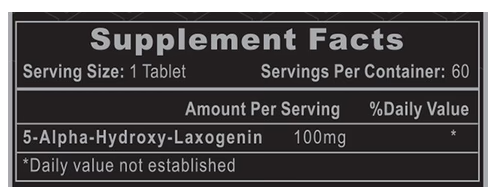 Supplement facts panel of Hi-Tech Pharmaceuticals Laxogenin 100 natural anabolic and muscle growth support formula – TigerFitness.com