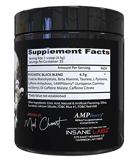 Insane Labz Psychotic Black | Hardcore High-Stim Pre-Workout Energy