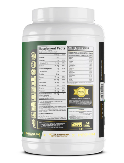 Magnum Quattro Vegan Protein Supplement Facts and Ingredients – TigerFitness.com