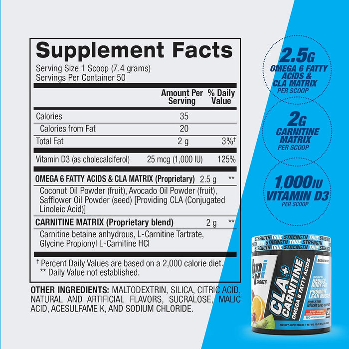 BPI Sports CLA + Carnitine Fruit Punch Supplement Facts Label  Ingredients & Nutrition | TigerFitness