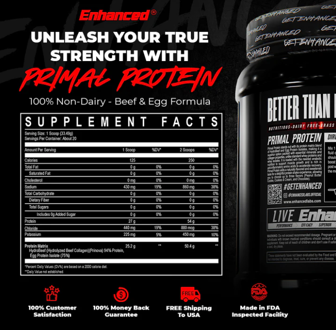 Enhanced Labs Primal Protein | Grass-Fed Whey Protein Powder