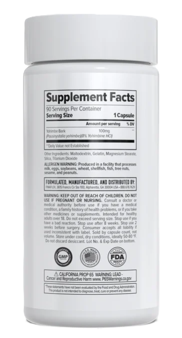 Finaflex Yohimbe Herbal Fat Burner Supplement Facts | TigerFitness.com