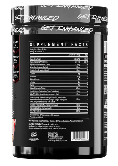 Enhanced Labs Rage 3.0 Supplement Facts Label Ingredients & Nutrition | TigerFitness
