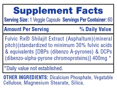 Hi-Tech Pharmaceuticals Shilajit Extract Supplement Facts Label | Ingredients & Directions | TigerFitness.com