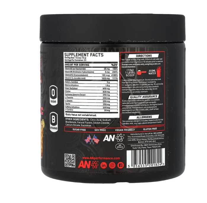 Supplement Facts – ABE Shred-X Powder Thermogenic Fat Burner Ingredients