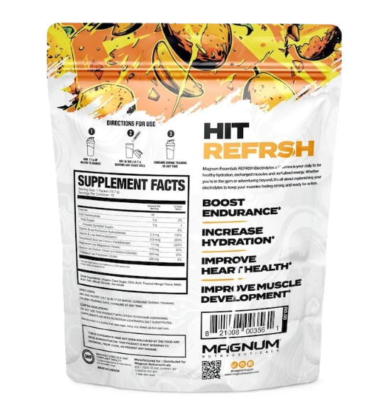 Magnum Refresh Electrolytes Stick Pack Supplement Facts and Ingredients – TigerFitness.com