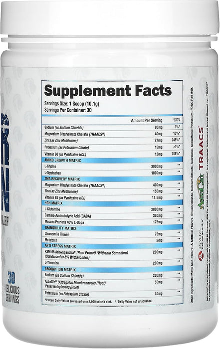 Alpha Lion Superhuman Sleep supplement facts and ingredient panel 30 Servings 