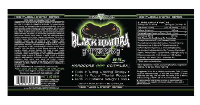 Innovative Labs Black Mamba Hyperrush | Ultra Potent Thermogenic Fat Burner & Energy