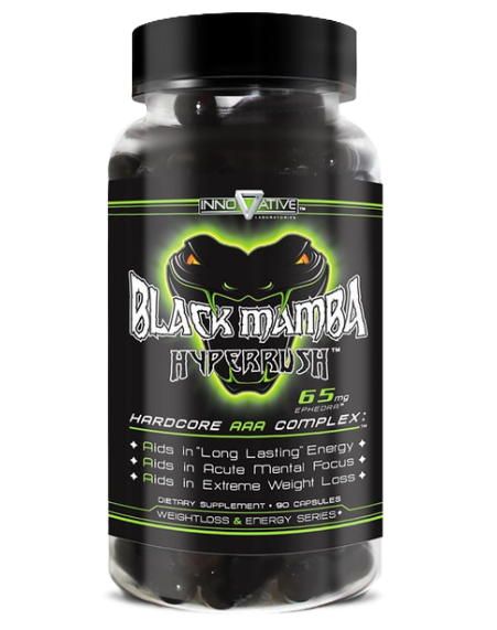 Black Mamba Hyperrush Thermogenic Fat Burner by Innovative Labs  90 Count Bottle TigerFitness.com