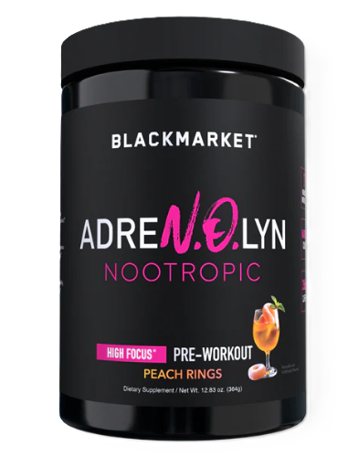 BlackMarket Labs AdreNOlyn Nootropics Pre-Workout Powder for Focus and Energy - Peach Rings