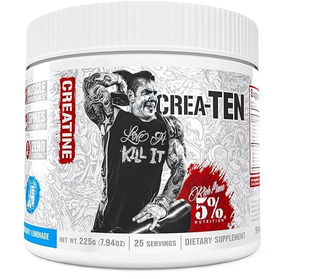 5% Nutrition CreaTEN 10-Blend Creatine Strength & Power Front of Package Blue Raspberry Lemonade