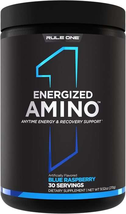R1 Energized Amino amino acid energy drink supplement 30 Servings Blue Raspberry