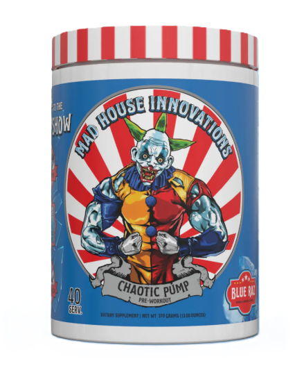 Mad House Innovations Chaotic Pump Non-Stim Blue Razz | Stimulant-Free Nitric Oxide Pump & Endurance Booster | TigerFitness.com