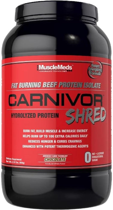 MuscleMeds Carnivor Shred | Beef Protein Isolate Fat Burning Thermogenic Formula Chocolate 2lb | Tigerfitness.com