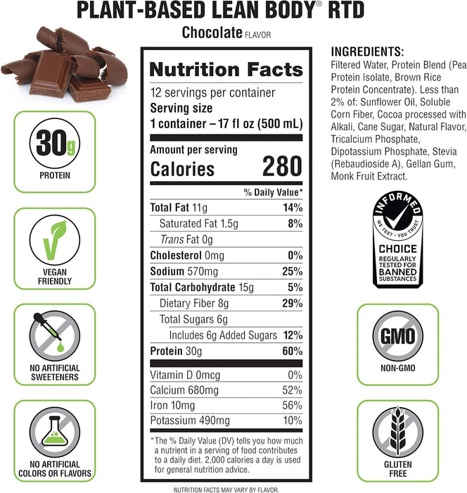 Labrada Plant-Based Lean Body RTD | High Protein Vegan Shakes
