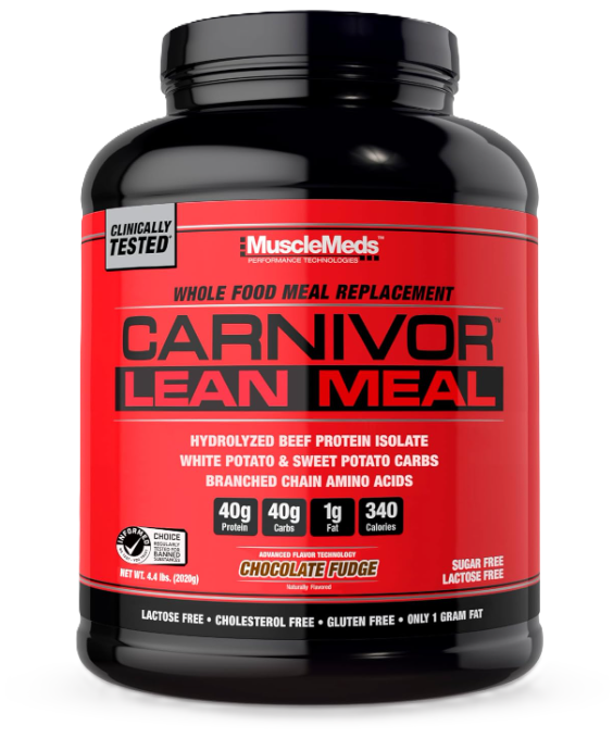 MuscleMeds Carnivor Lean Meal | High Protein Beef Meal Replacement Shake, Chocolate Fudge 4lb | Tigerfitness.com