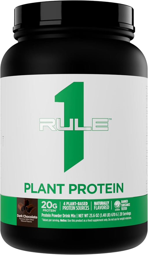 Rule 1 Plant Protein plant-based protein powder for muscle recovery and daily nutrition 20 Servings, Dark Chocolate