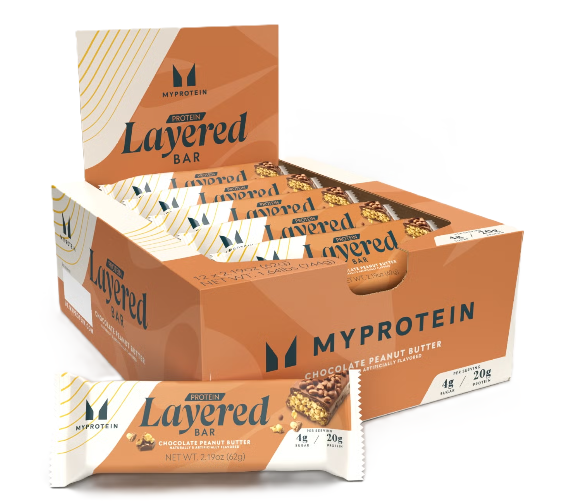 Myprotein Crispy Layered Protein Bars Chocolate Peanut Butter – High-Protein Snack Bar for Lean Muscle and Recovery