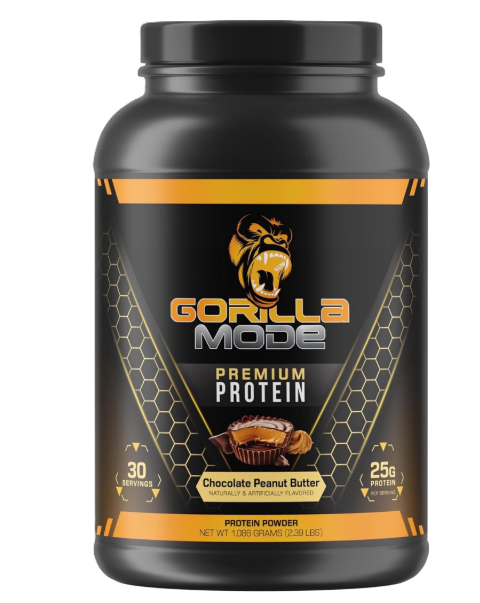 Gorilla Mind Gorilla Mode Protein Chocolate Peanut Butter 30 Servings  Whey Protein Powder  | Muscle Recovery & Growth | TigerFitness