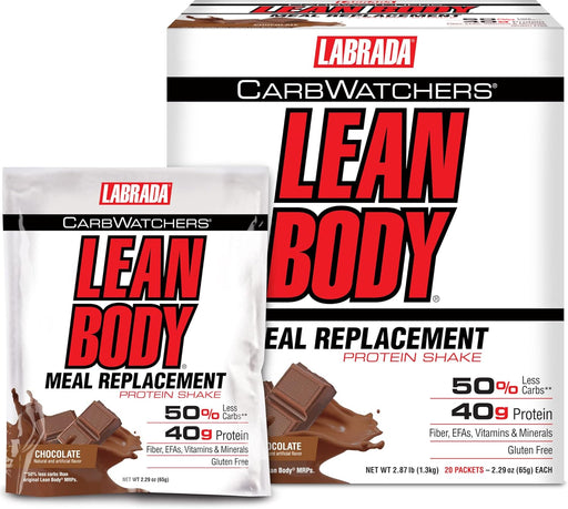 Labrada Lean Body CarbWatchers Packets – Chocolate Low-Carb Meal Replacement Shakes | TigerFitness