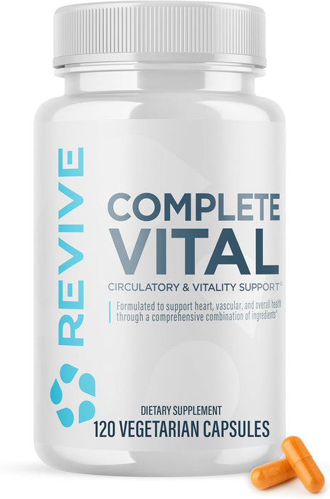 Revive MD Complete Vital front label – NAC and CoQ10 antioxidant and cellular health support supplement. 120 Capsules
