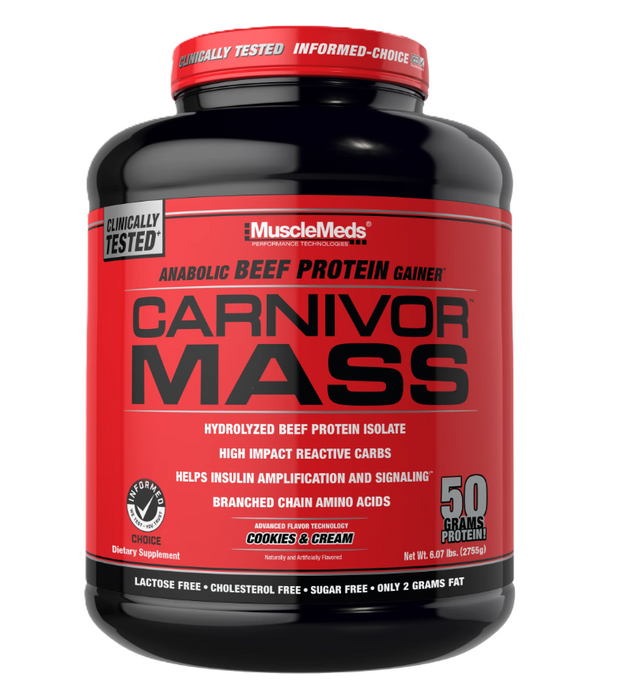 MuscleMeds Carnivor Mass Cookies & Cream 6lb | High Calorie Beef Protein Mass Gainer for Muscle Growth & Endurance | Tigerfitness.com 