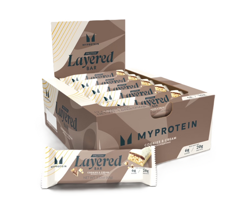 Myprotein Crispy Layered Protein Bars 12 Pack – Cookies & Cream High-Protein, Low-Sugar Snack for Energy and Muscle Recovery