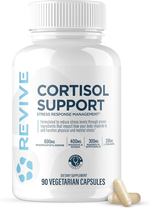 Revive MD Cortisol Manager 90 Capsules – stress relief and adrenal support supplement with magnesium and L-theanine