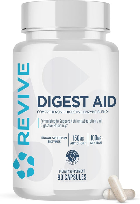 Revive MD Digest AID digestive enzyme supplement bottle for nutrient absorption and digestive support 90 Capsules