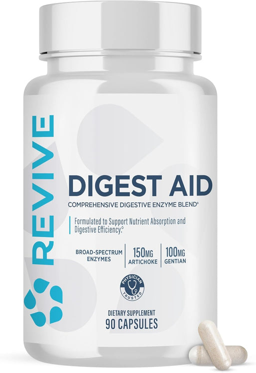 Revive MD Digest AID digestive enzyme supplement bottle for nutrient absorption and digestive support 90 Capsules