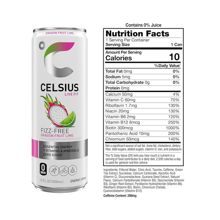 Celsius Fizz Free RTD 12oz | Sparkling Energy Drink Alternative