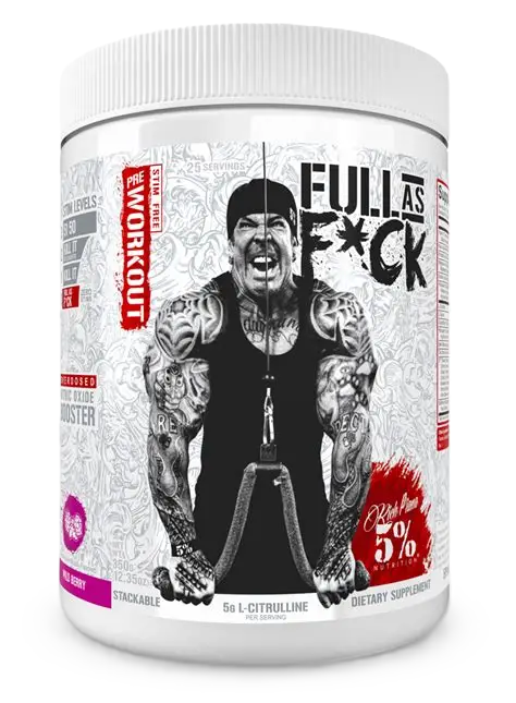 5% Nutrition Full As F*ck Stim-Free Pump Pre-Workout Front Wild Berry