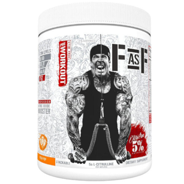 5% Nutrition Full As F*ck Stim-Free Pump Pre-Workout Front of Bottle Sweet Tea