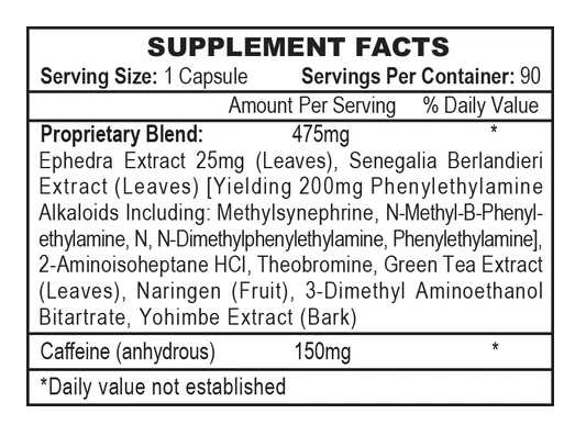Hi-Tech Pharma Stimerex Hardcore Fat Burner | Supplement Facts Thermogenic Energy & Weight Loss Support | TigerFitness.com