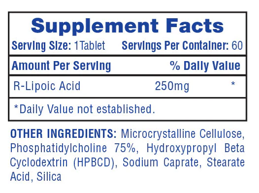 Hi-Tech Pharma R-ALA Antioxidant Supplement Facts Label | TigerFitness.com