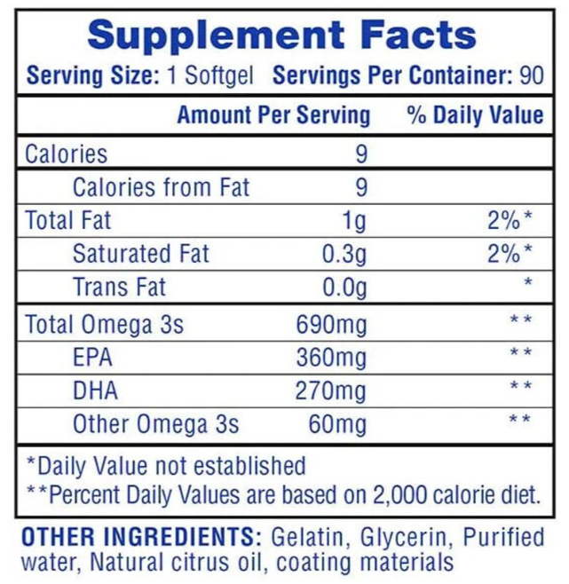 Hi-Tech Pharma Fish Oil Supplement Facts