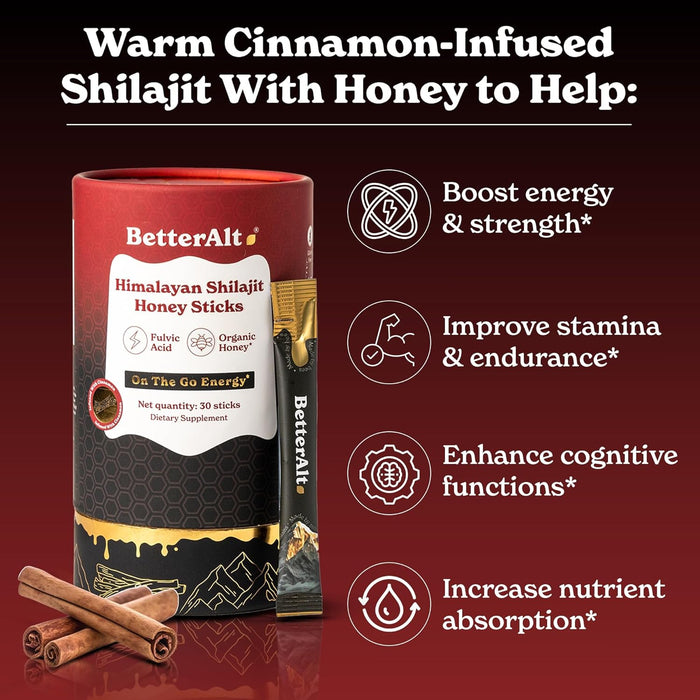 BetterAlt Shilajit Honey Sticks | On-The-Go Energy & Vitality Support