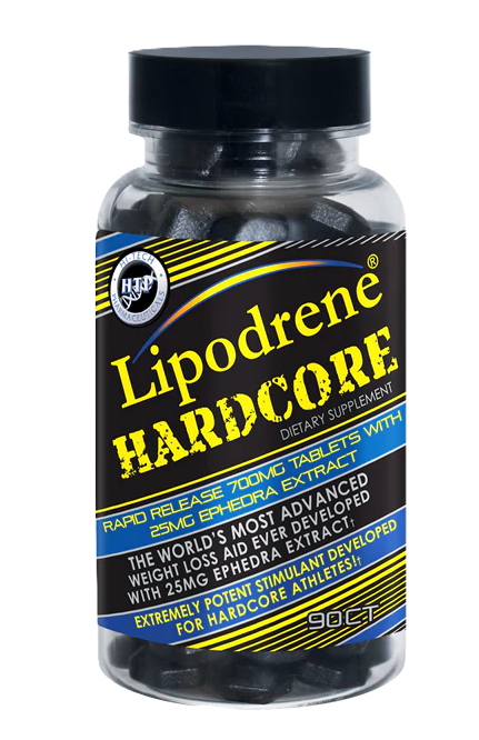 Hi-Tech Pharma Lipodrene Hardcore 90 Tablets extreme fat burner energy and appetite control supplement bottle from TigerFitness