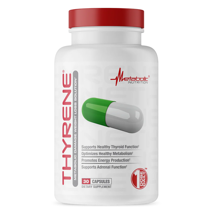 Metabolic Nutrition Thyrene Bottle Front 30 Capsules  – Advanced Thyroid Support & Thermogenic Fat Burner for Metabolism & Energy | TigerFitness